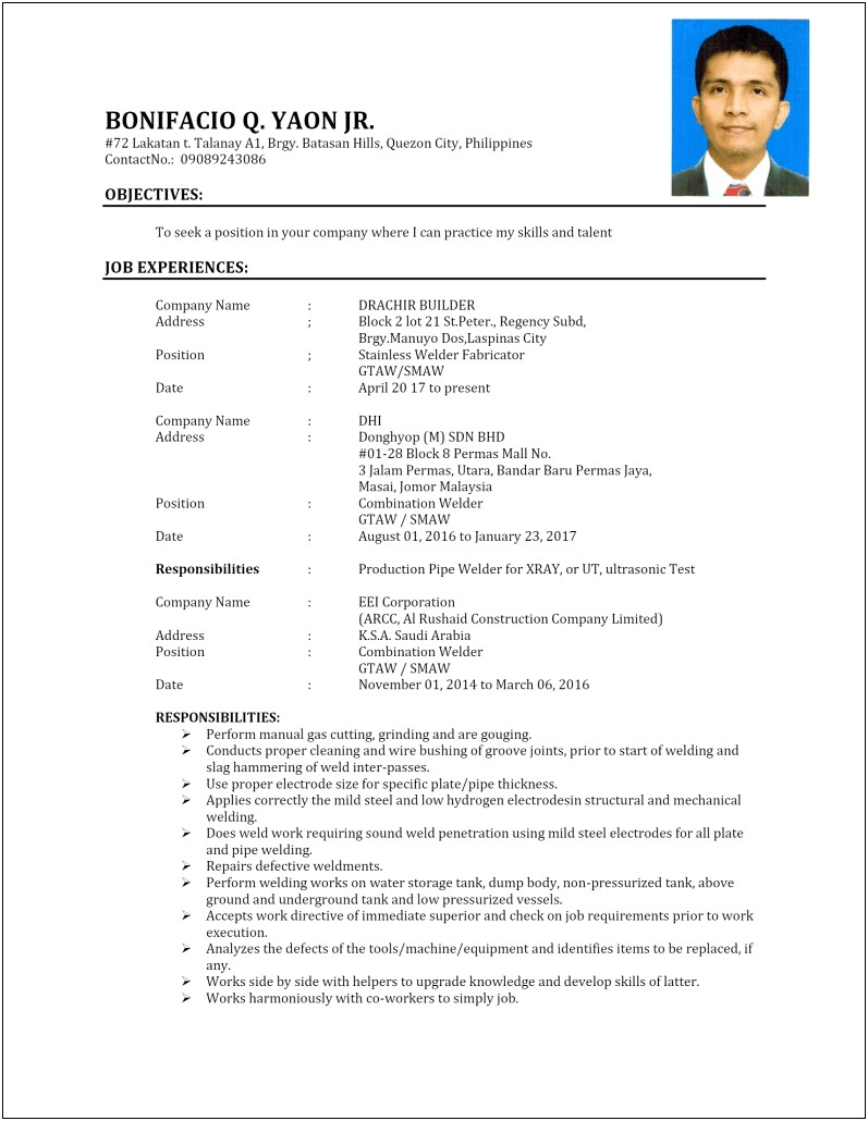 Call Center Resume Sample Without Experience Philippines