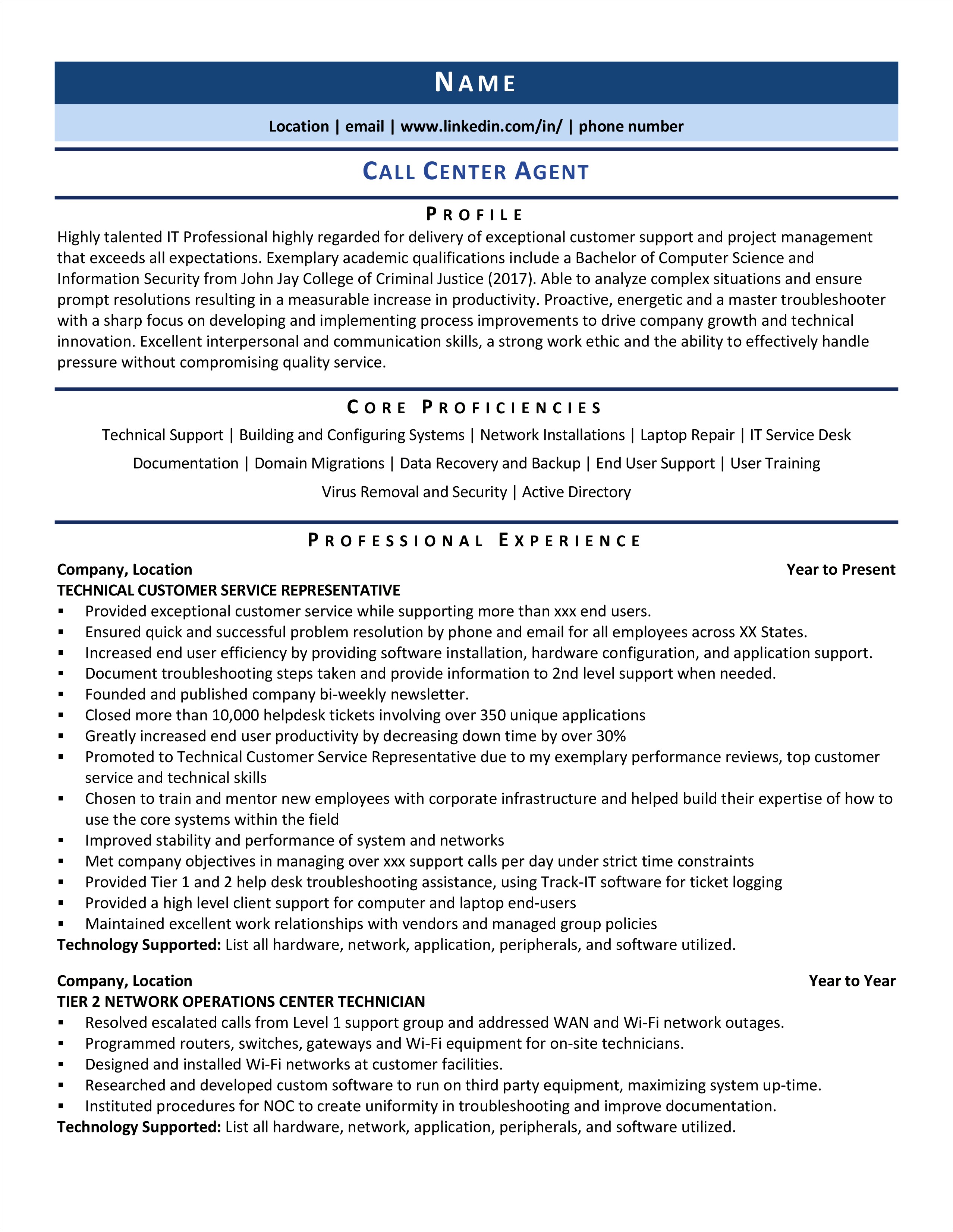 Call Center Work From Home Resume