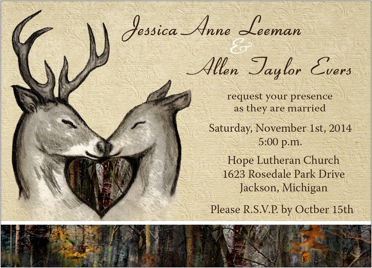 Camo Buck And Doe Wedding Invitations