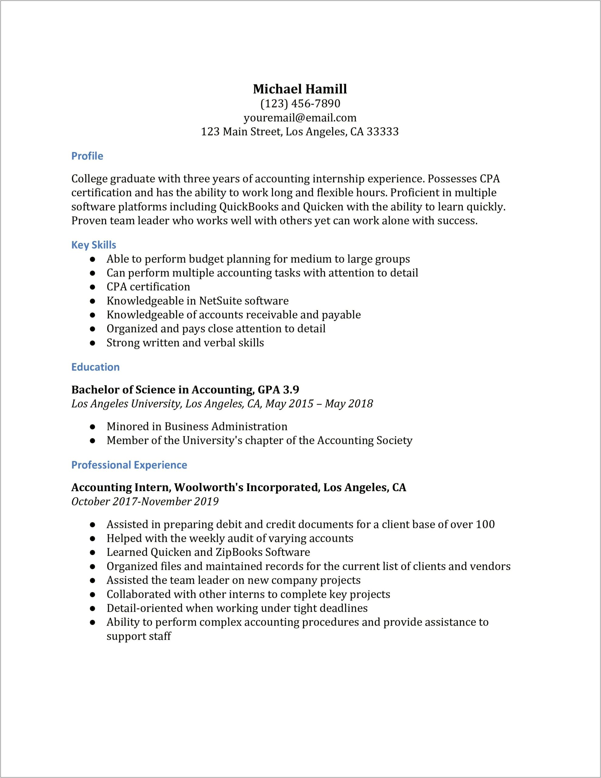Can You Put Quicken Experience On Resume