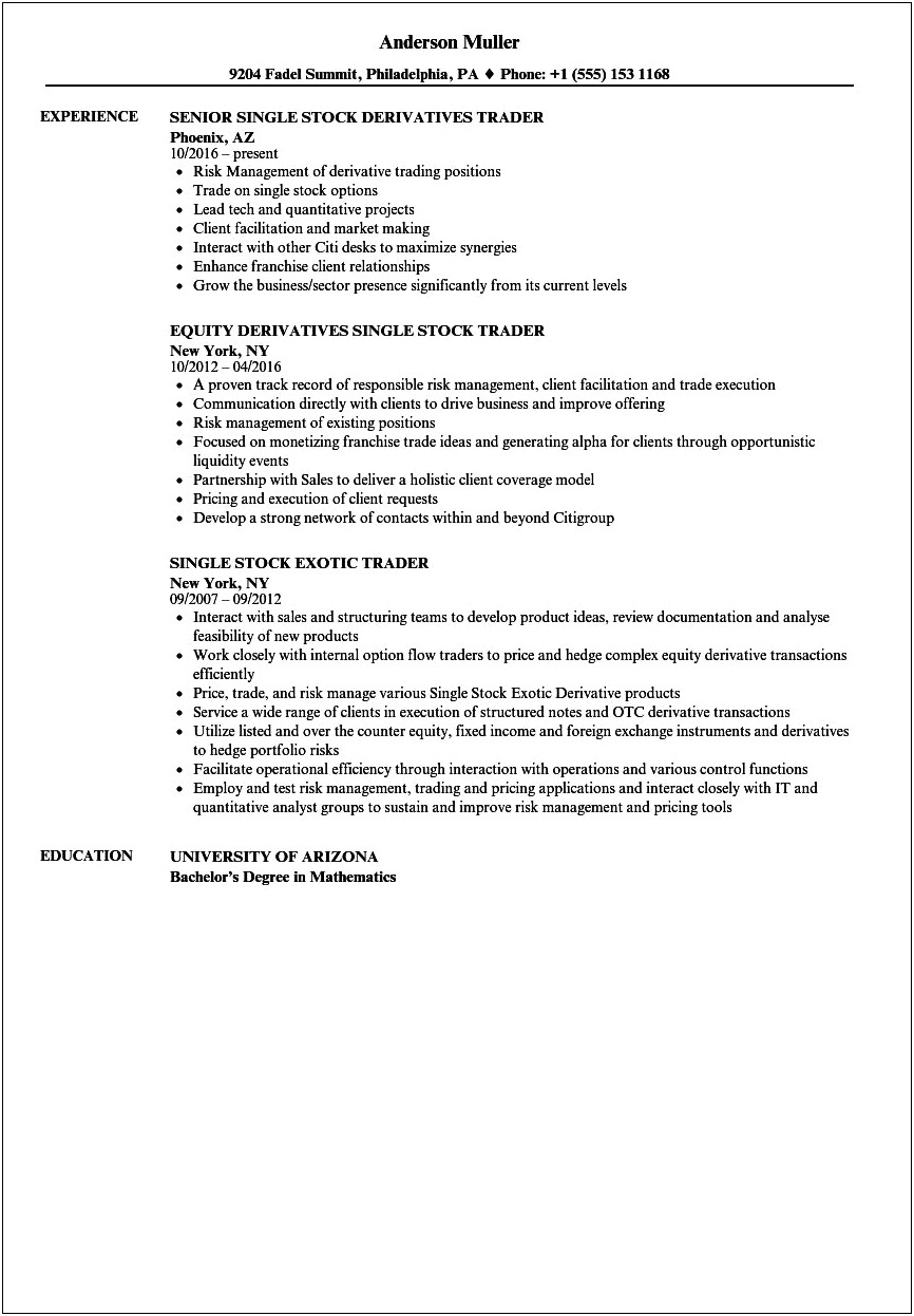 Can You Put Retail Trading On Resume