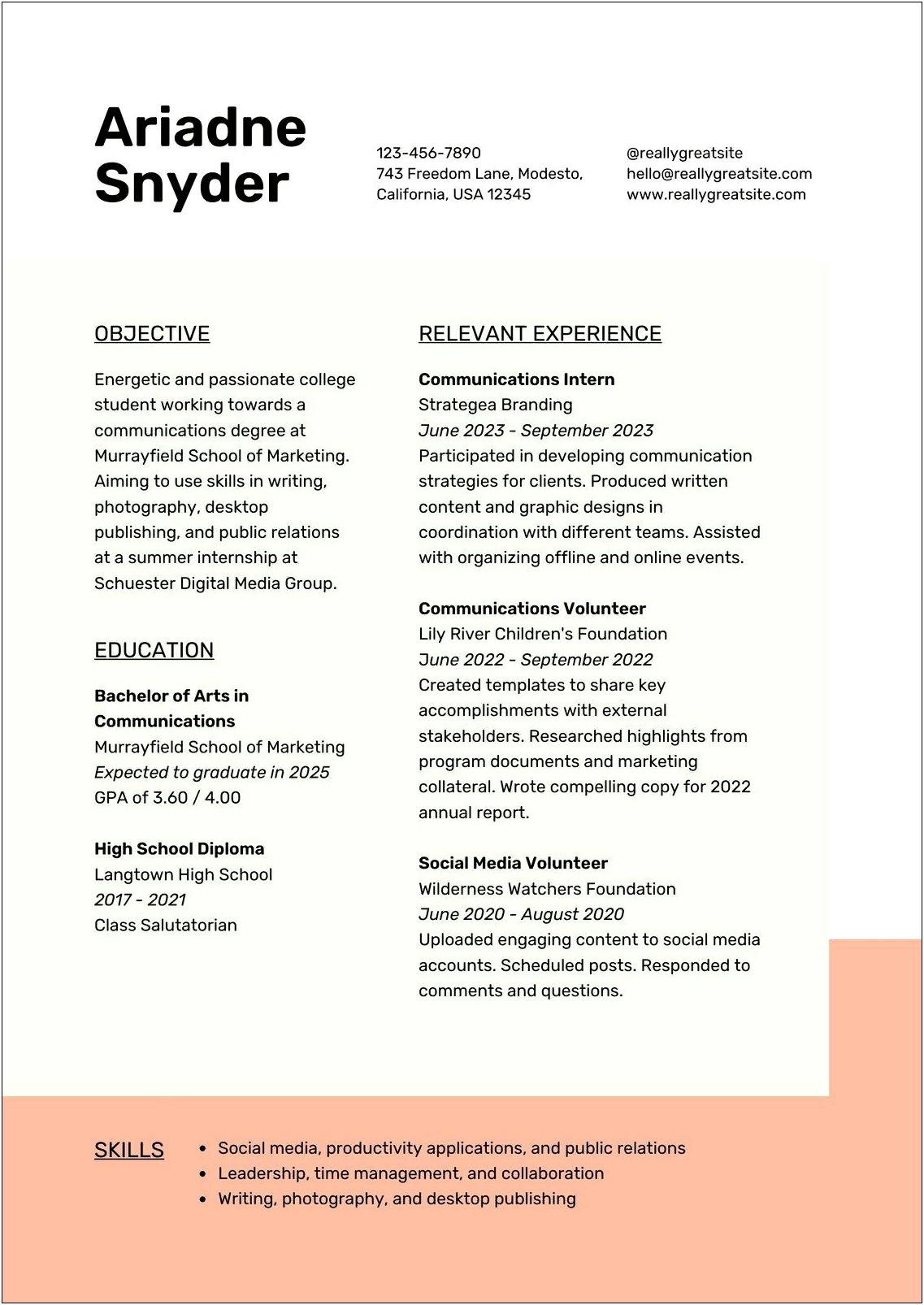 Canva Resume For High School Students