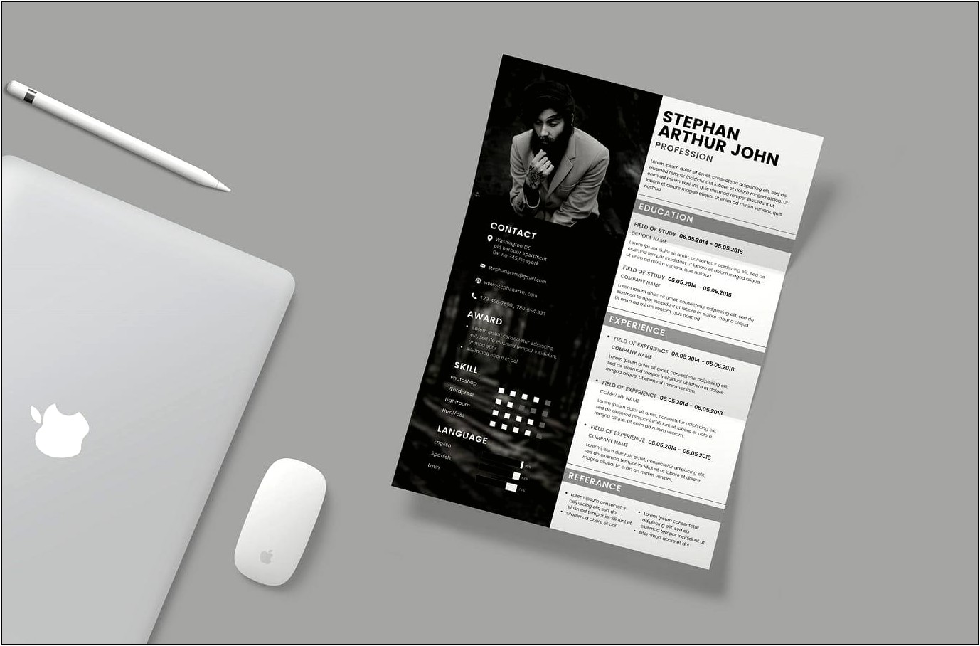 Canva Resume Template Gray With Boxes