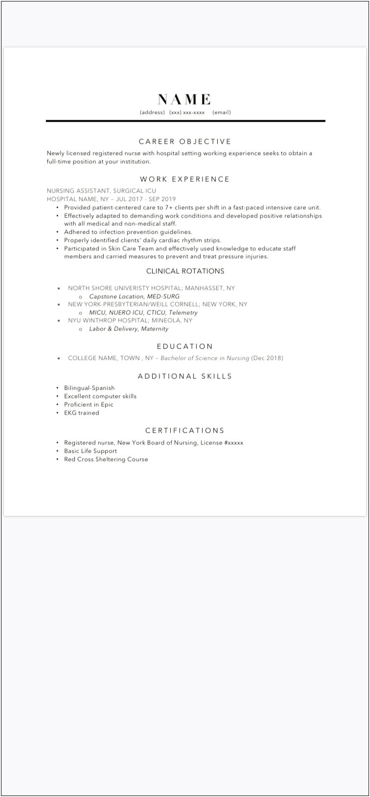 Capstone Project Nursing Description In Resume