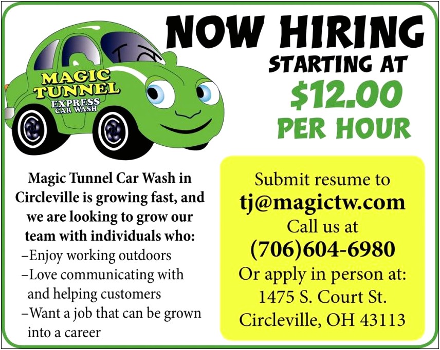 Car Wash Job Description For Resume