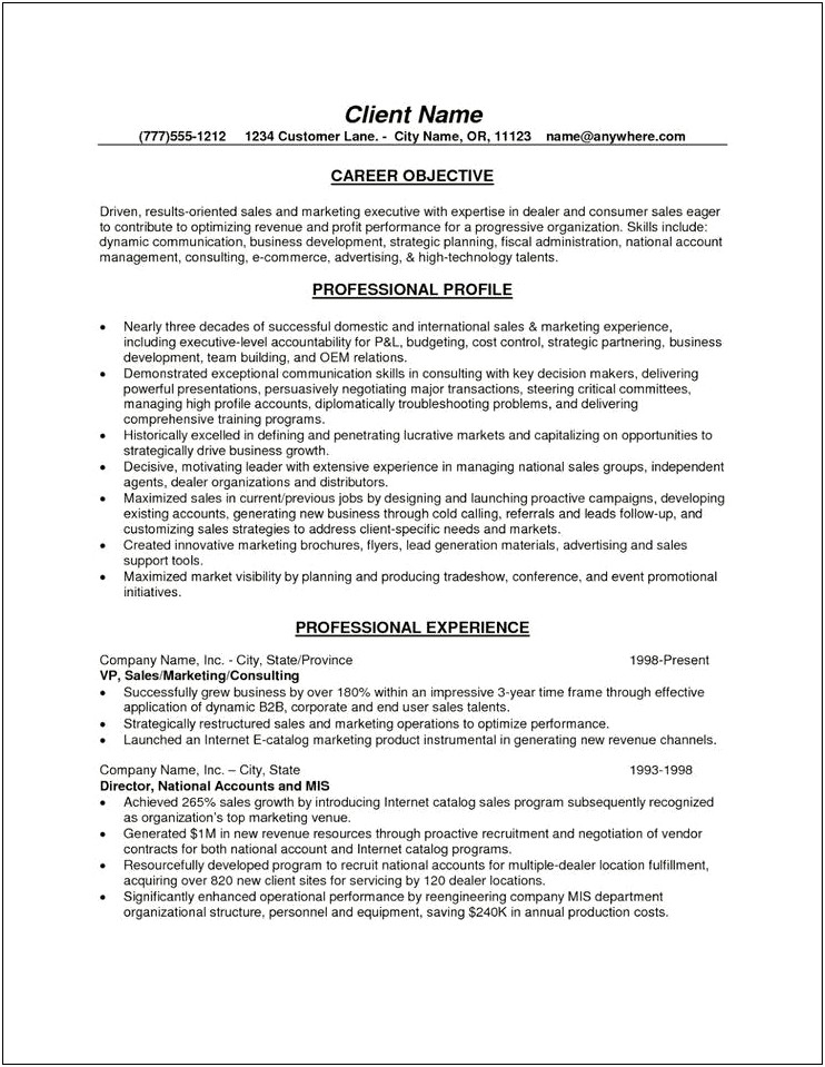 Career Objective For A Resume Sample