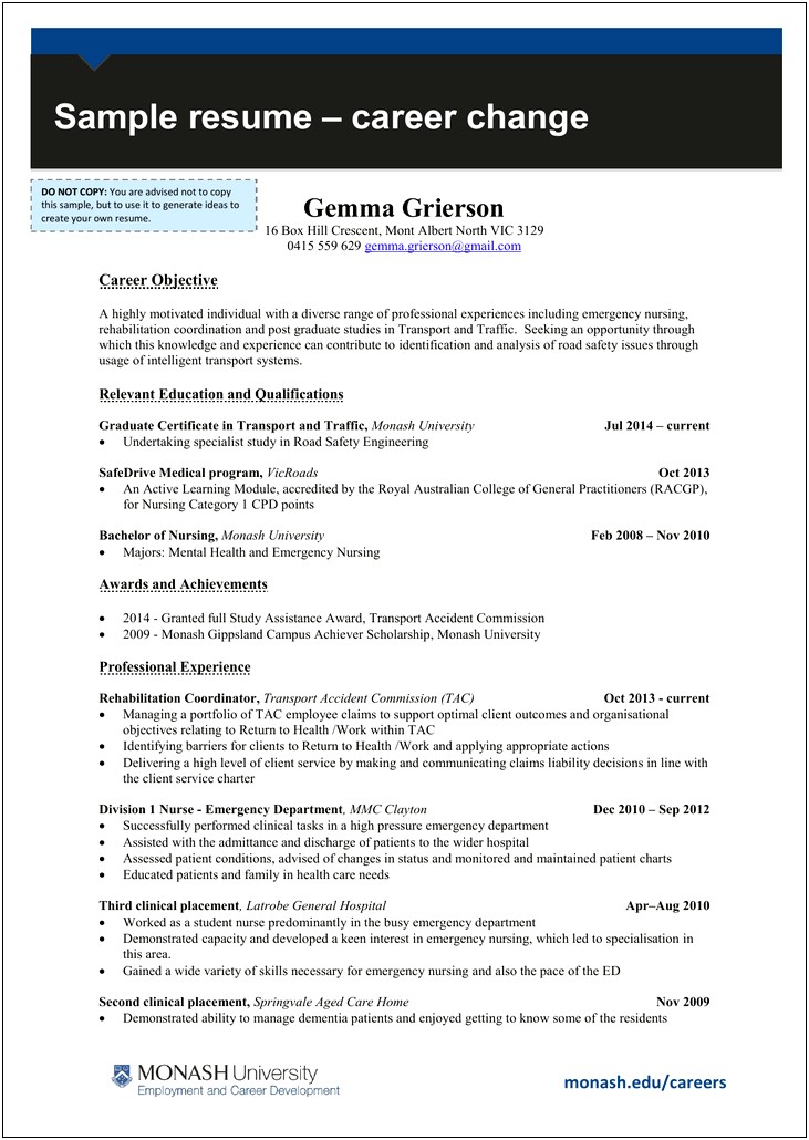 Career Objective For A Travel Nurse Resume