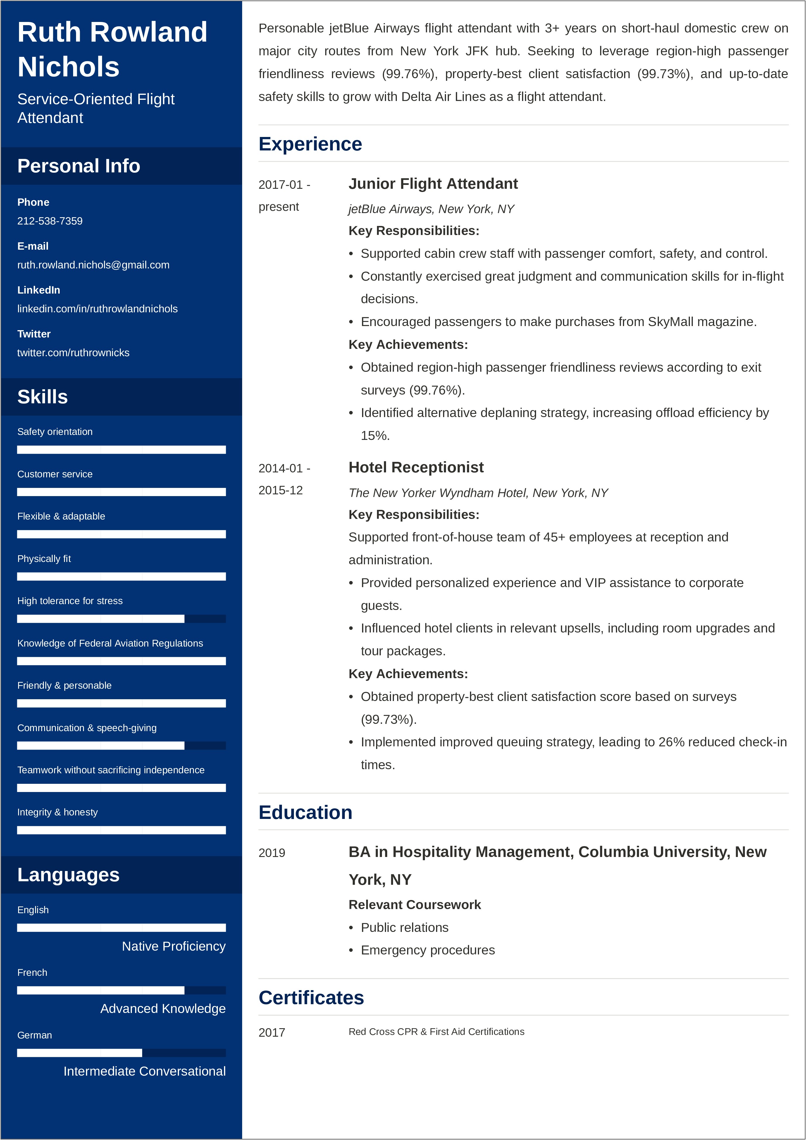 Career Objective For Cabin Crew Resume