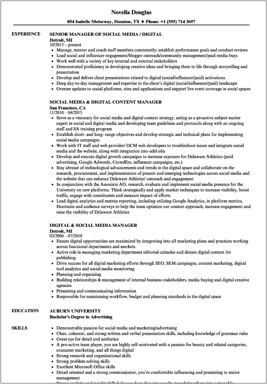 Career Objective For Resume For Media