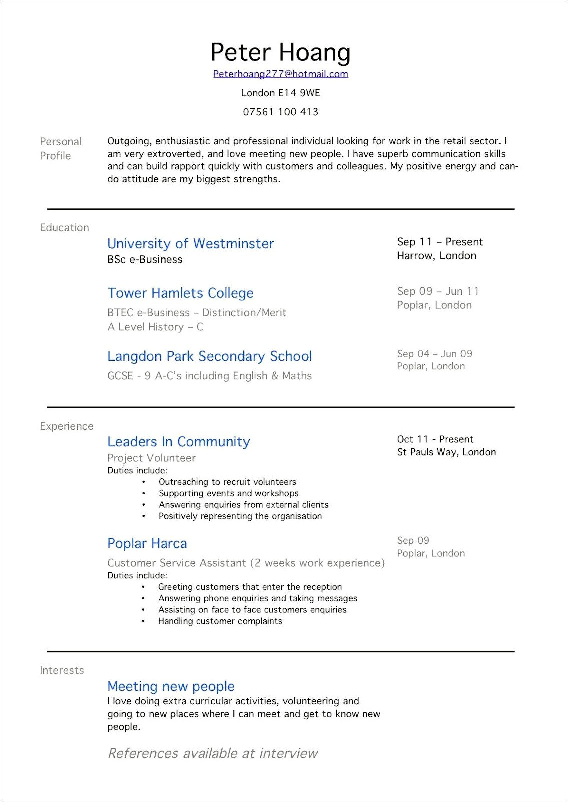 Career Objective For Resume With No Experience