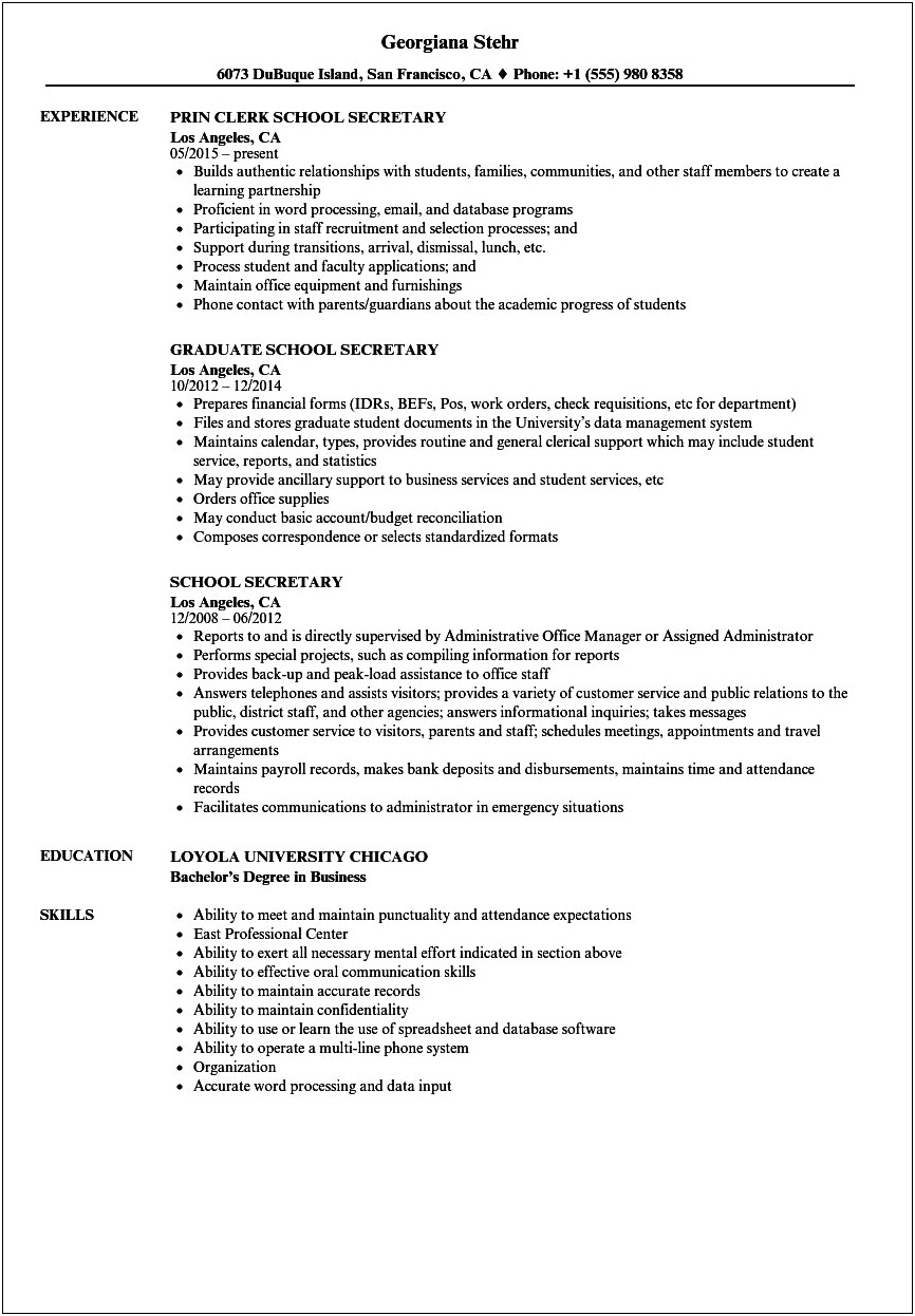 Career Objective For Secretary On Resume