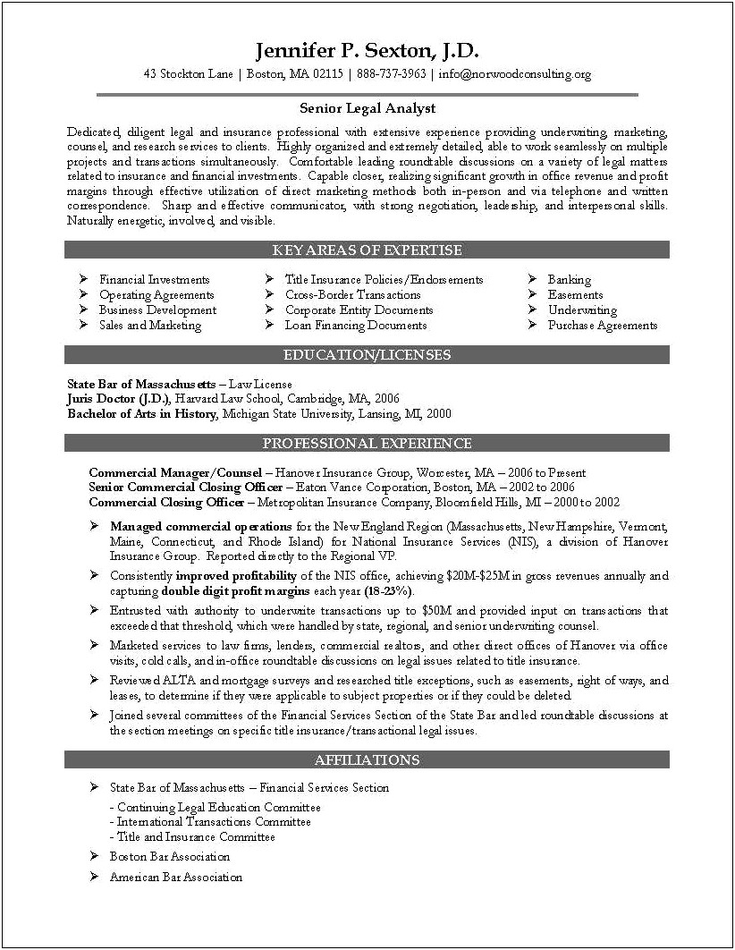 Career Objective In Resume For Corporate Lawyers