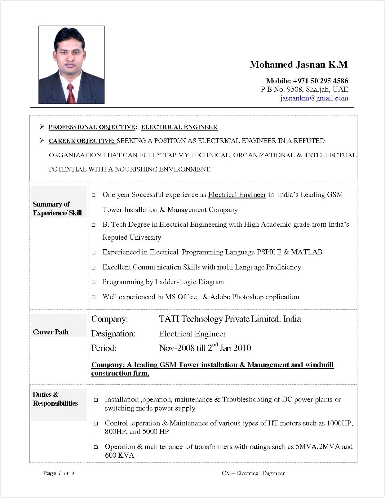 Career Objective In Resume For Electronics Engineer