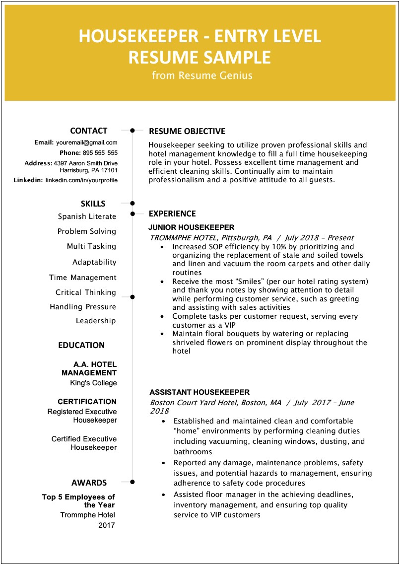 Career Objective On Resume No Experience