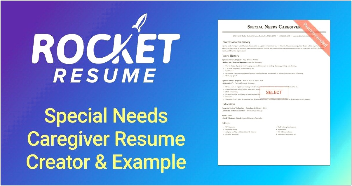 Caregiver For Mentally Disabled Job Resume