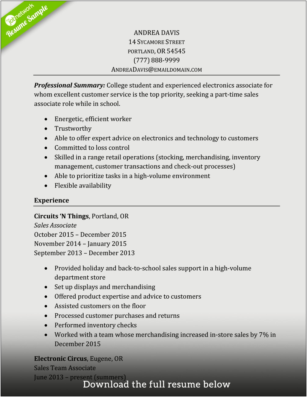 Cashier Associate Job Description For Resume