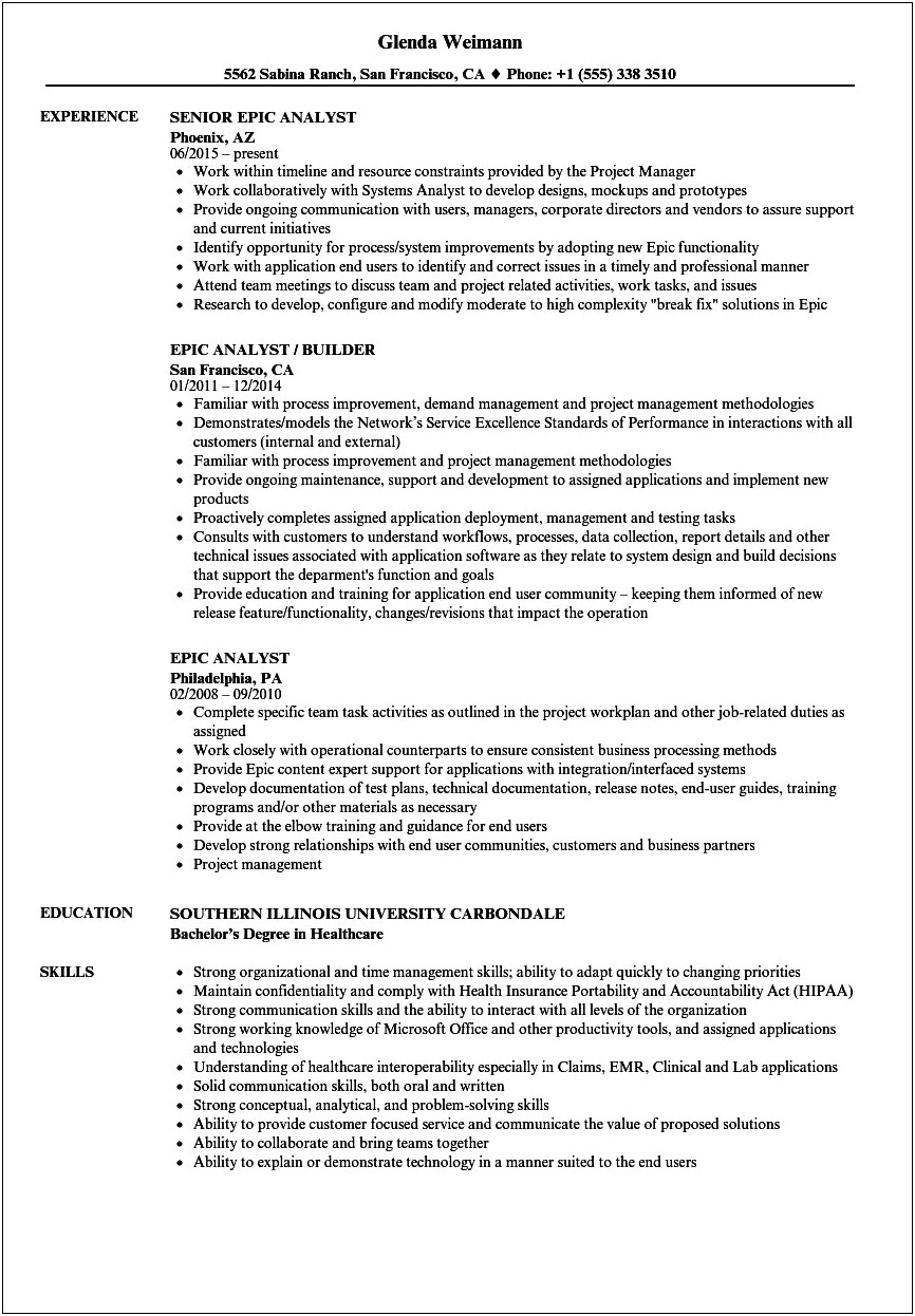 Cerner Documentation As Skill On Resume