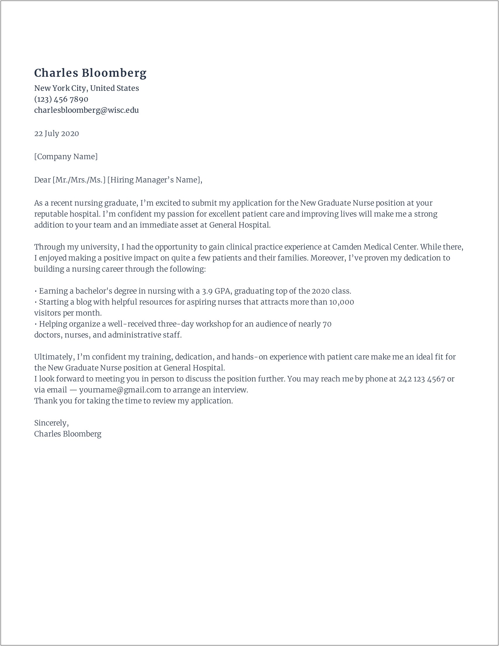Chief Nursing Officer Resume Cover Letter