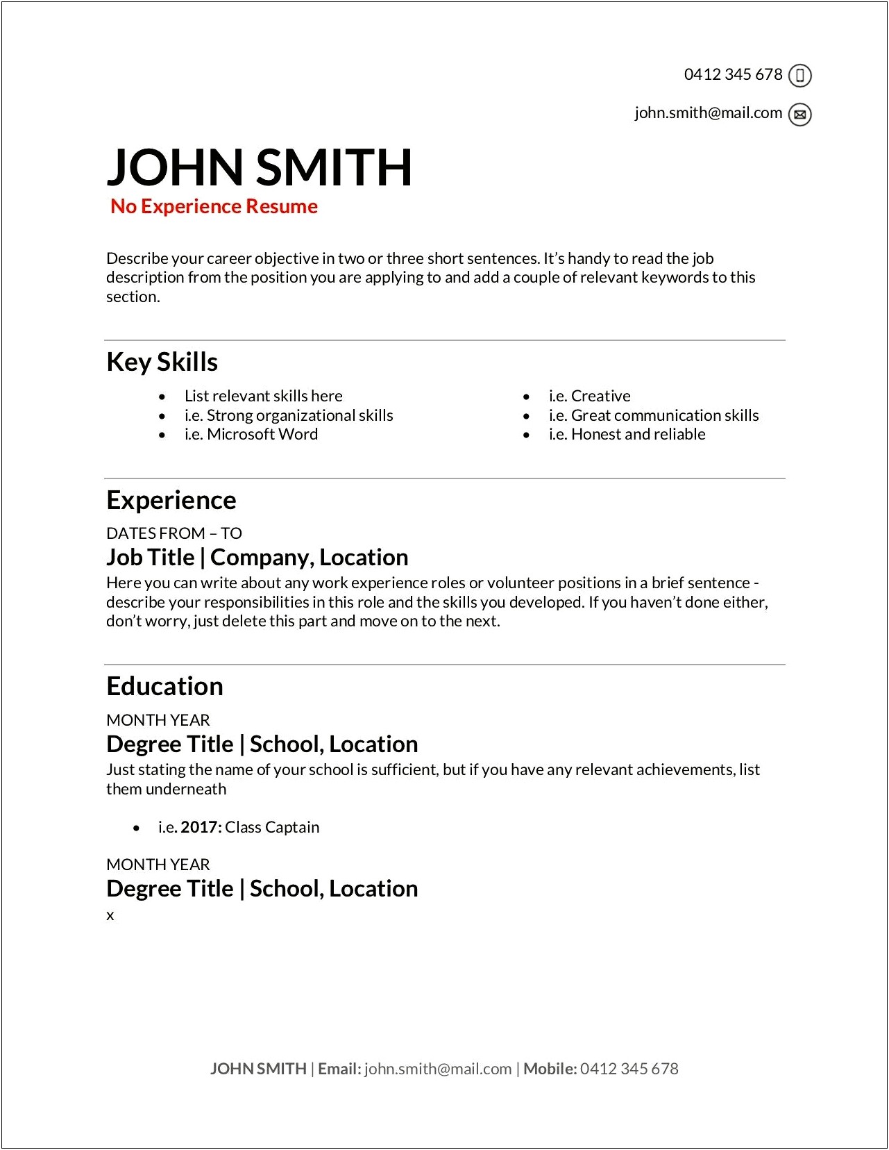 Child Acting Just Starting Resume Template