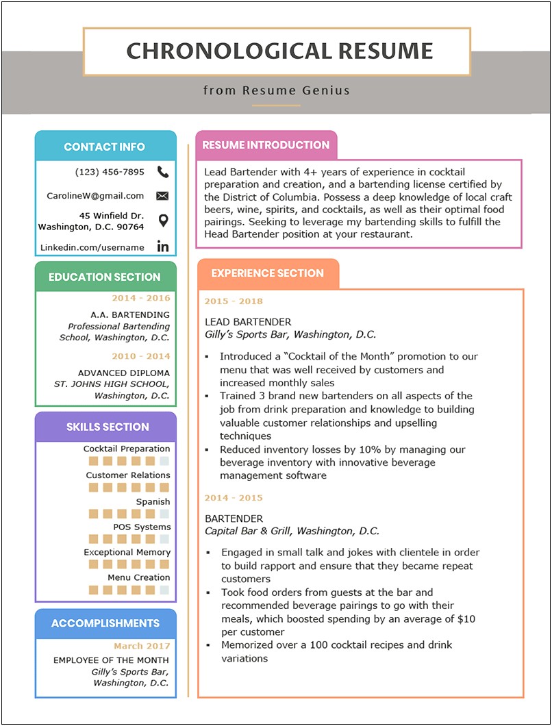 Chronological Resume Templates For Only Two Jobs