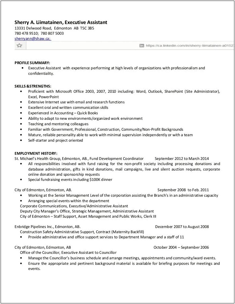 City Clerk Recorder With Management Experience Resume