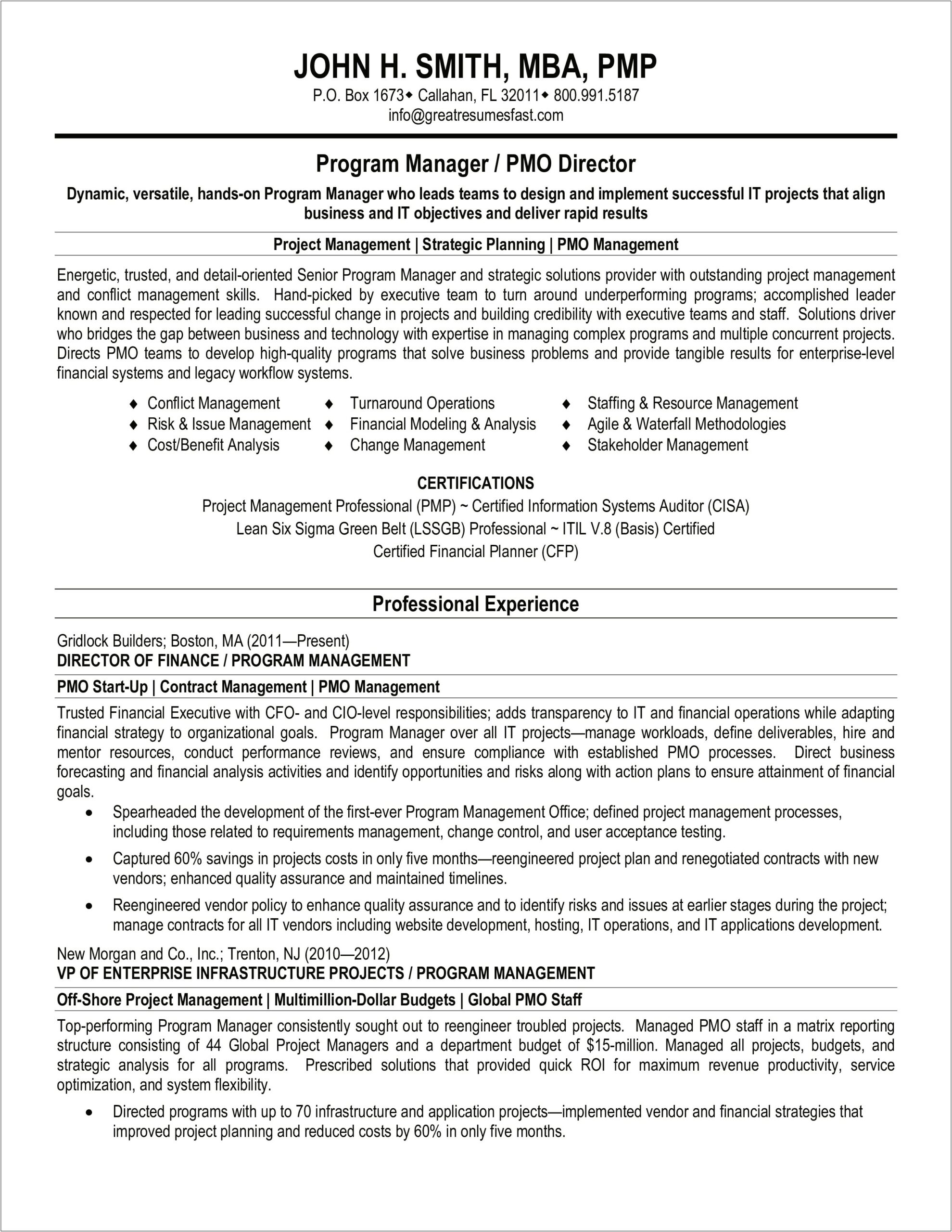 Climate Change Program Manager Resume Templates