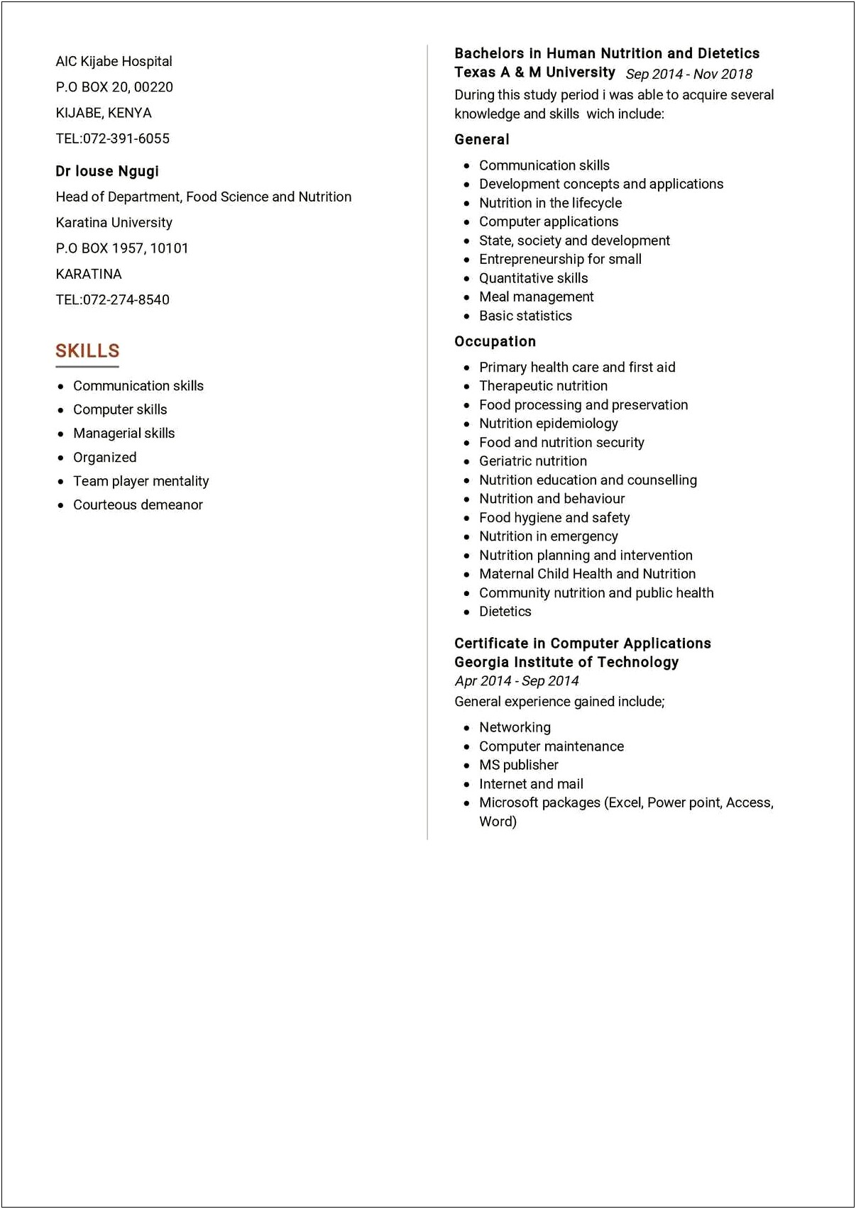 Clinical Dietitian Job Description For Resume