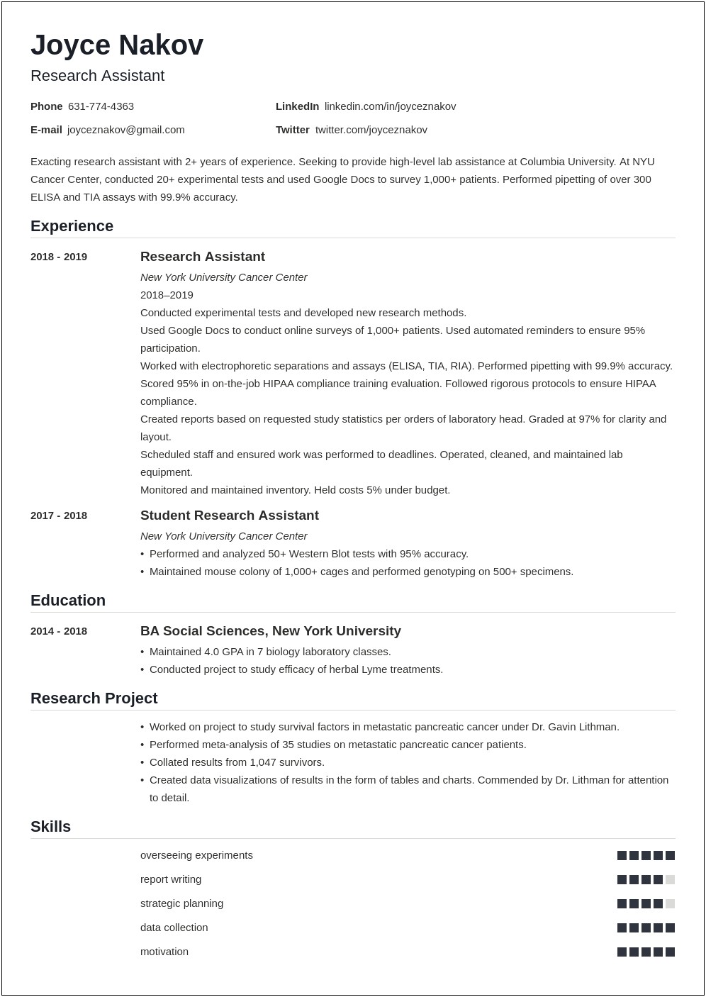 Clinical Research Assistant Job Description Resume