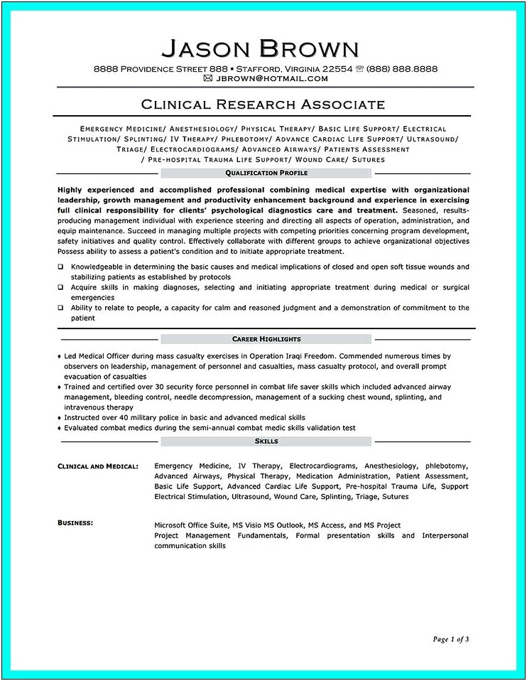 Clinical Research Coordinator Resume No Experience