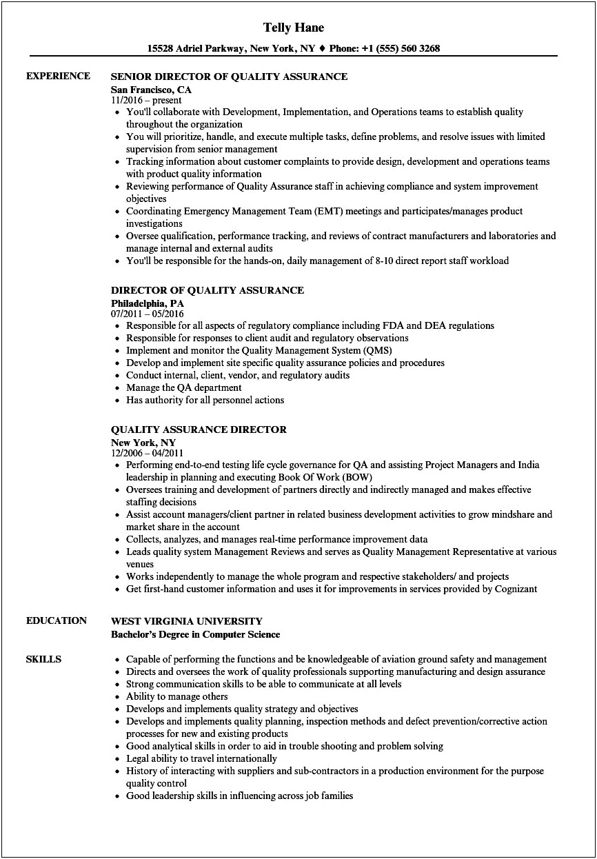 Clinical Trial Quality Control Resume Sample