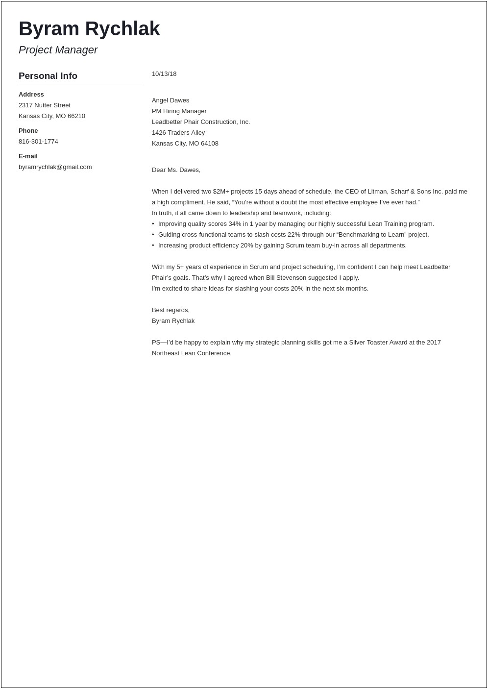 Closing For A Resume Cover Letter