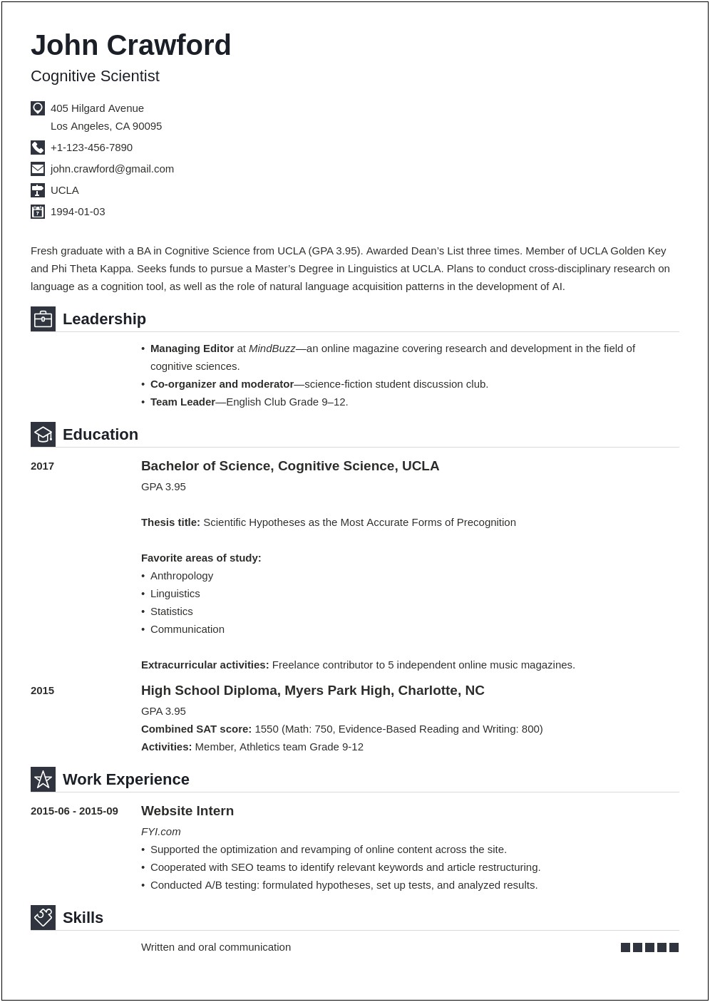 Co Cirriculum Activities On Sample Resume