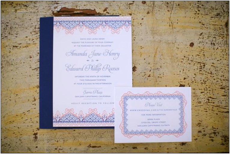 Cobalt Blue And Pink Wedding Invitations