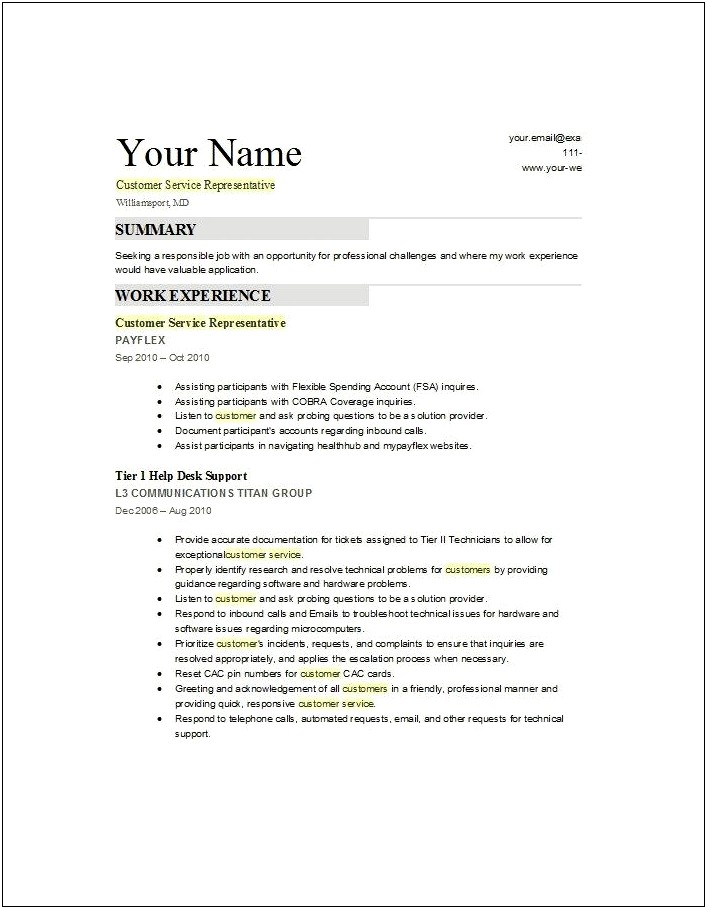 Cobra And Fsa Administrator Sample Resume