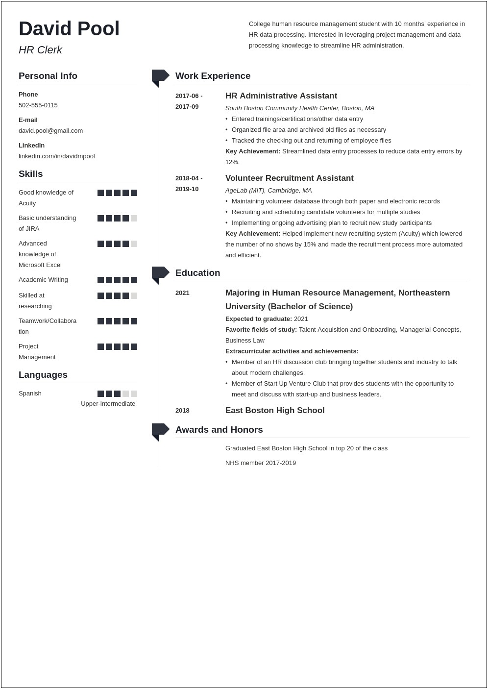 College Freshman Put High School On Resume