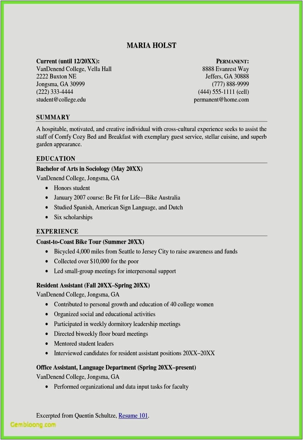 College Resident Assistant Job Description For Resume