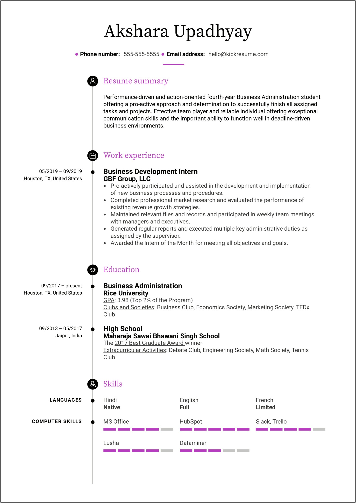 College Student Resume Template Free Online