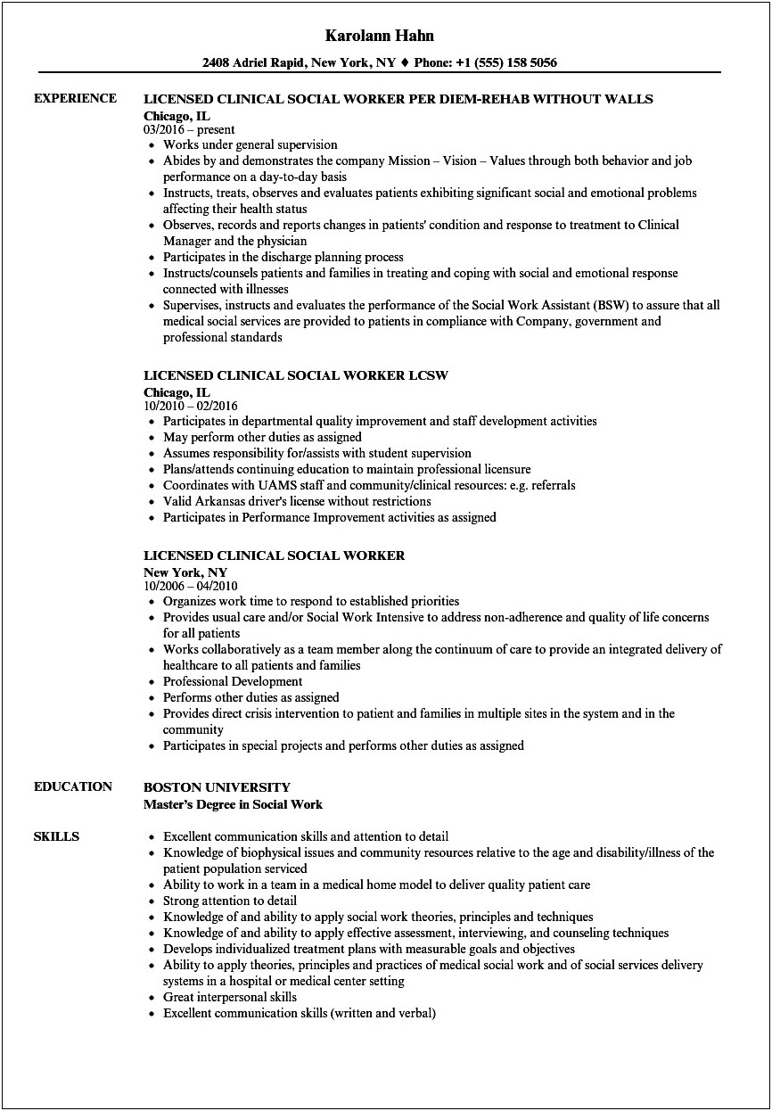 Columbia School Of Social Work Resume