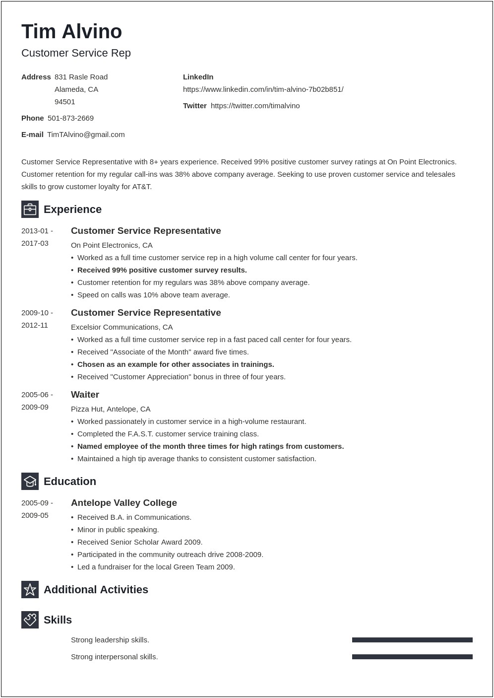 Common Skills For Customer Service Resume