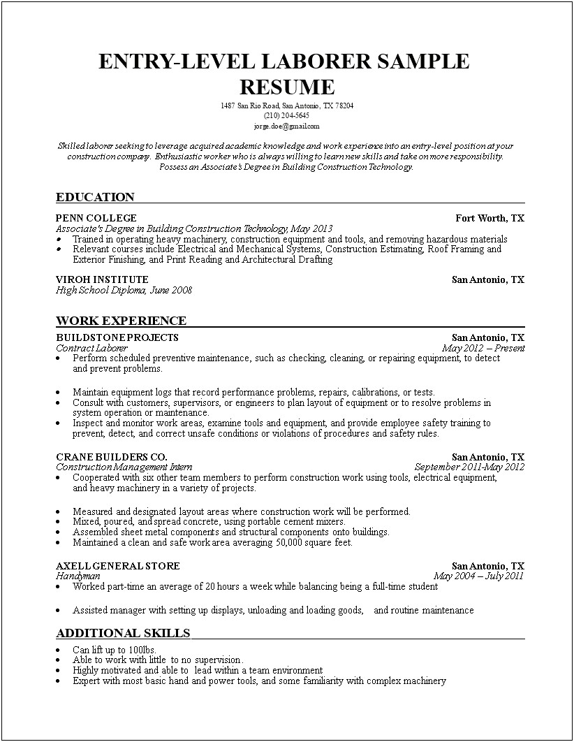 Components Of A High School Resume