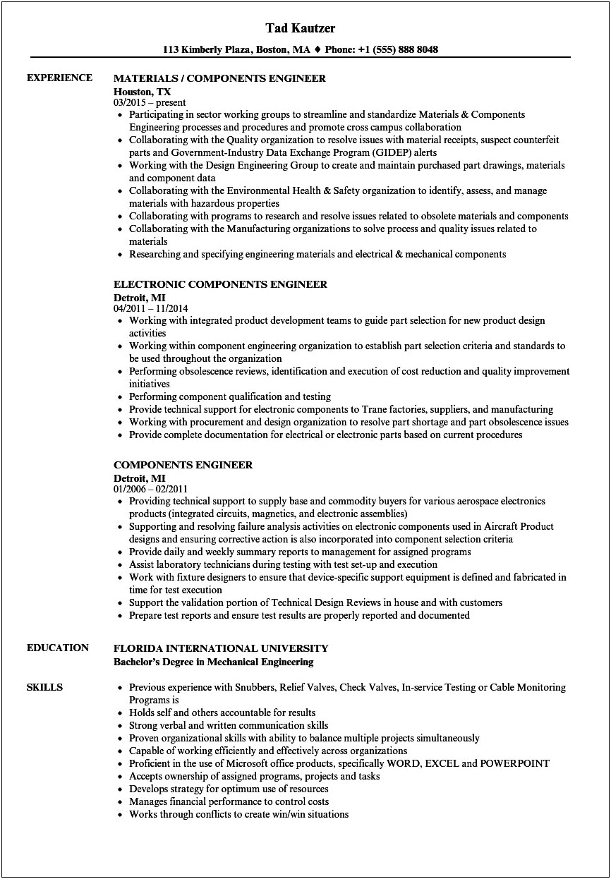 Components Of A Really Good Resume