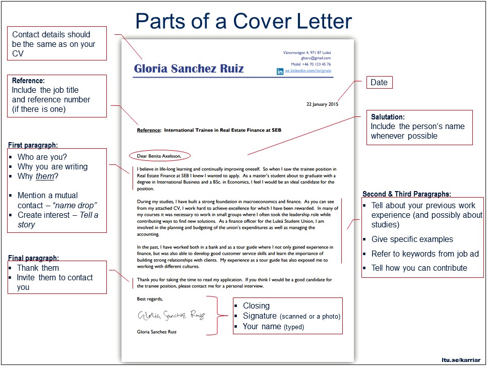 Components Of A Resume Cover Letter