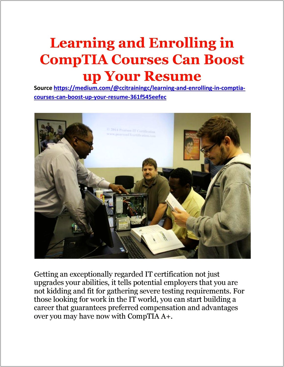 Comptia A Certification Description For Resume