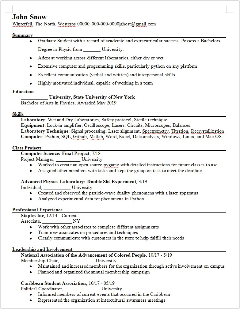 Computer Lab Assistant Resume No Experience