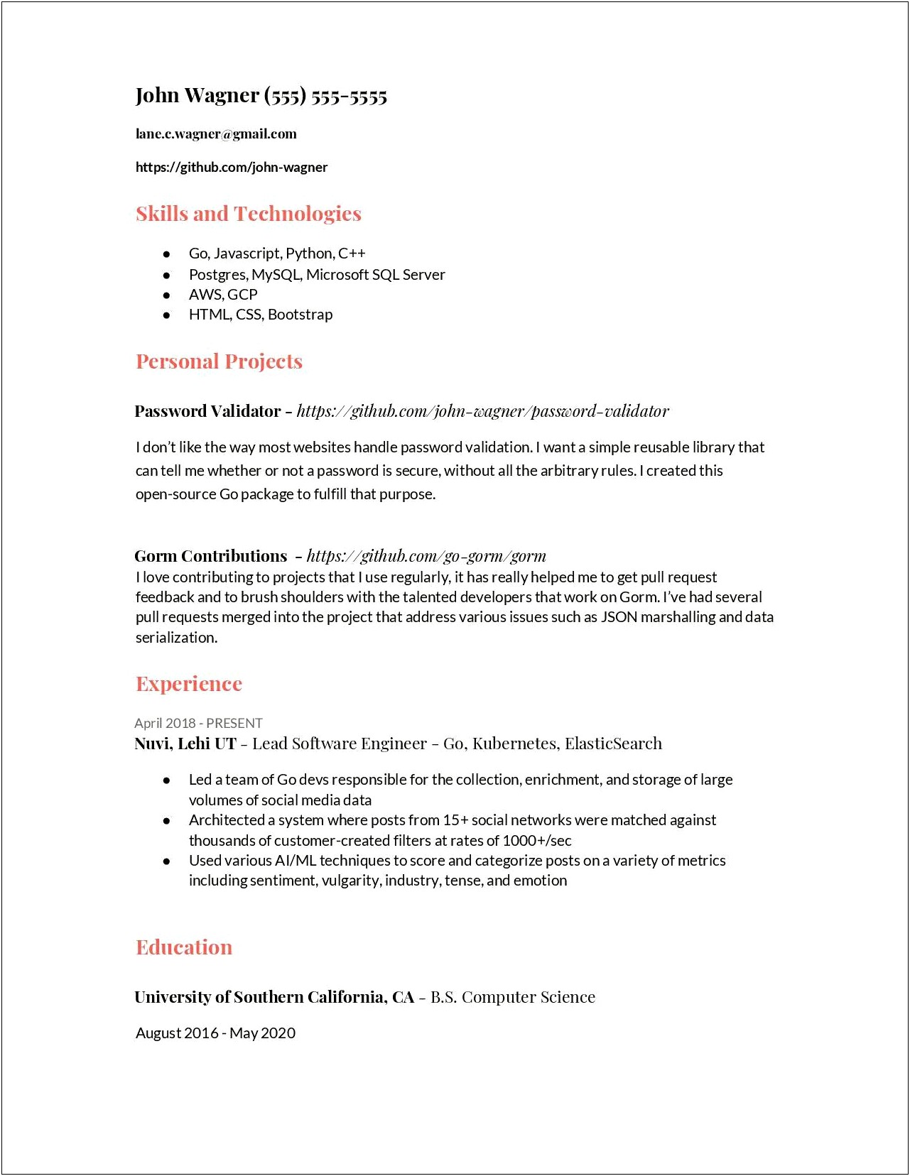 Computer Science College Projects Description On Resume