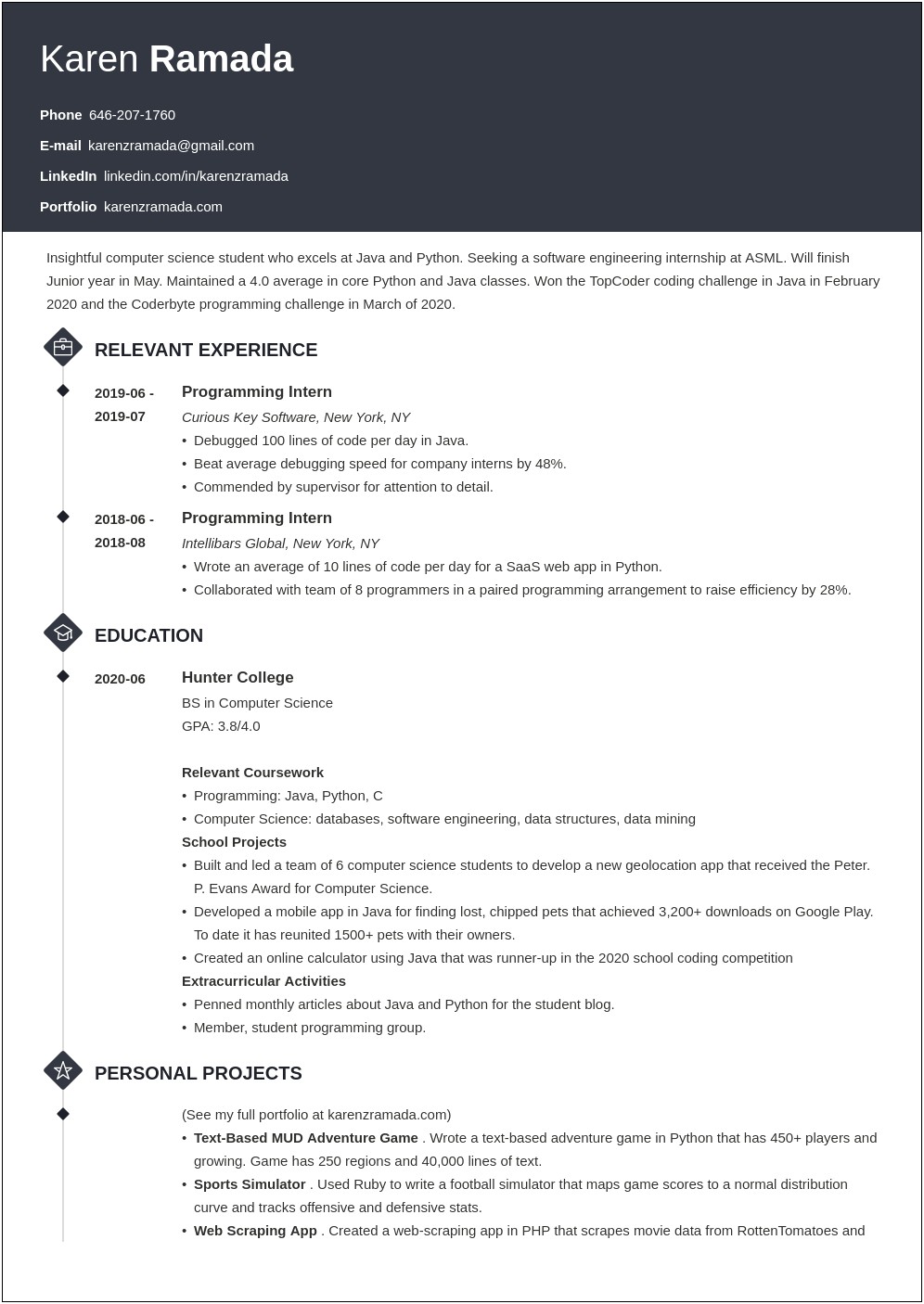 Computer Science Resume Examples Stony Brook