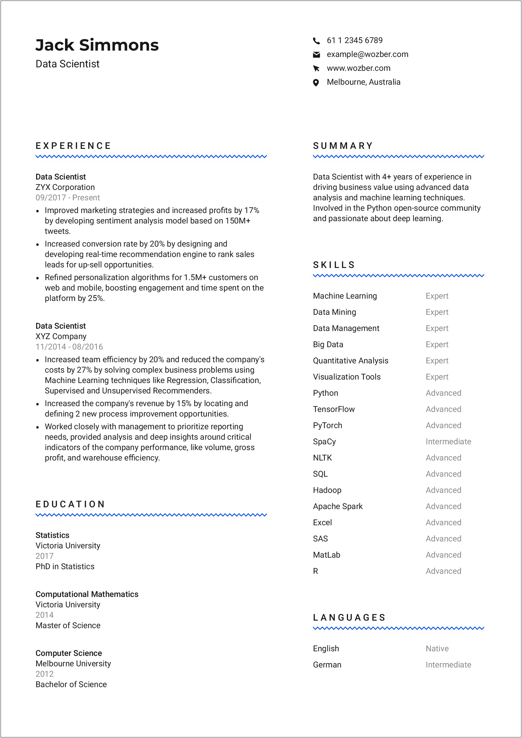 Computer Science Resume Examples Team Lead