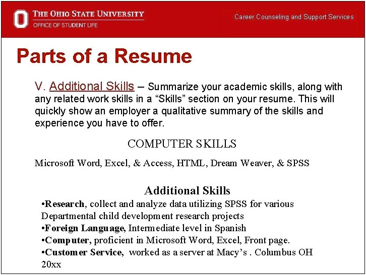 Computer Skills Section Of A Resume