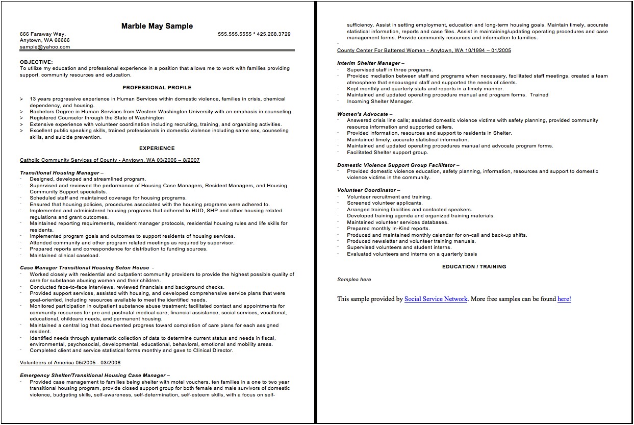 Conflict Resolution Skills On Case Manager Resume