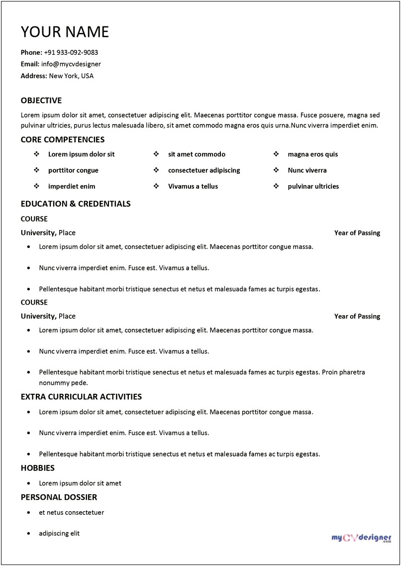 Conservative Resume Template With Color Free